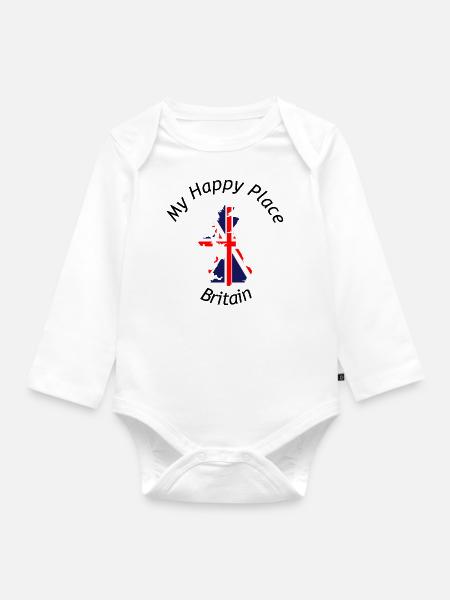 My happy place: Britain - Baby Bio-Langarm-Body - Weiß