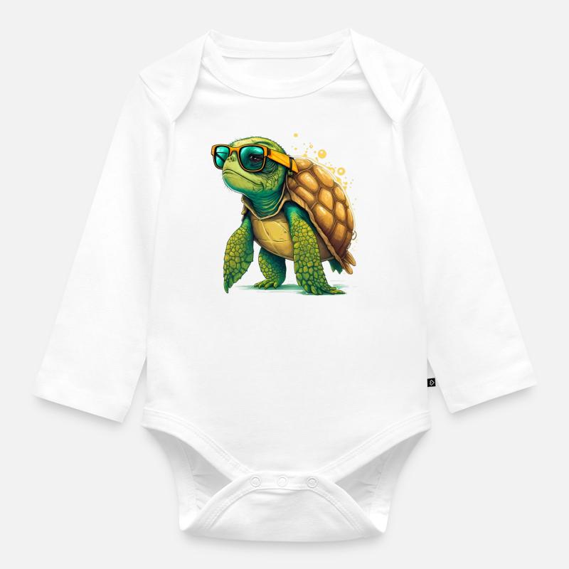 Turtle old - Baby Bio-Langarm-Body - Weiß