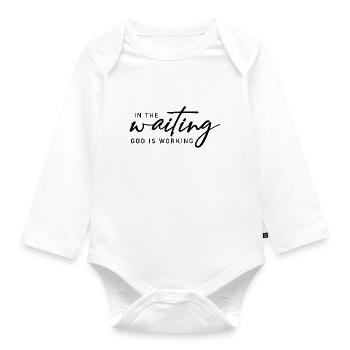 In the waiting God is Working - Baby Bio-Langarm-Body - Weiß - Vorne