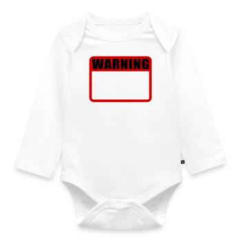 Warning Shield Warning Warning Shield Vector - Organic Longsleeve Baby Bodysuit - white - Front