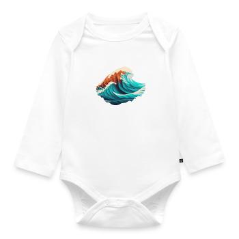 Vagues Premium - Body Bébé bio manches longues - blanc - Devant