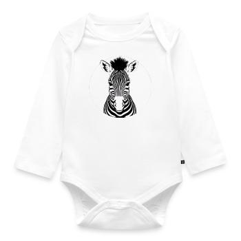 Fun Zebra Cartoon Funny Nature Animal Safari 4 - Organic Longsleeve Baby Bodysuit - white - Front