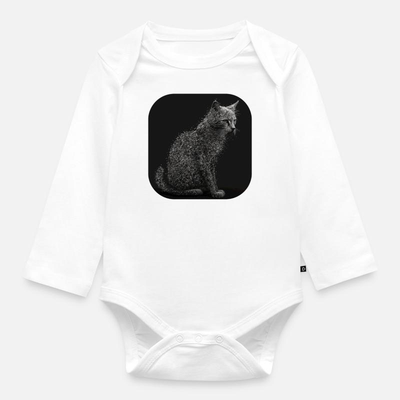 Chat - Body Bébé bio manches longues - blanc