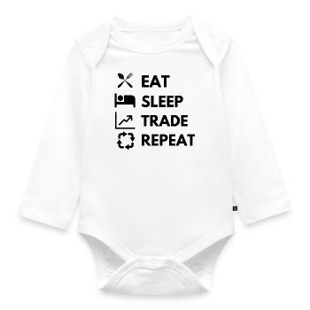 Eat Sleep Trade Repeat - Organic Longsleeve Baby Bodysuit - white - Front