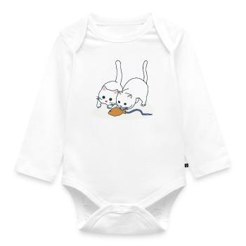 Zwei spielende Katzen - Baby Bio-Langarm-Body - Weiß - Vorne