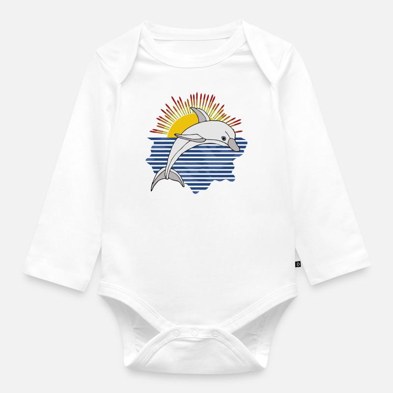 Delfin - Baby Bio-Langarm-Body - Weiß