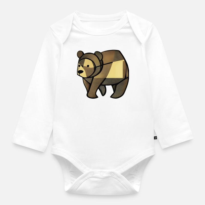 Ours - Body Bébé bio manches longues - blanc