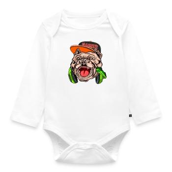 Bulldog Gamer with Receiver, Gambler T-Shirt - Organic Longsleeve Baby Bodysuit - white - Front
