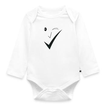 Feines Lächeln - Feines Gesicht D01. - Baby Bio-Langarm-Body - Weiß - Vorne