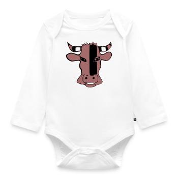 Stilisierter Kuhkopf - Baby Bio-Langarm-Body - Weiß - Vorne