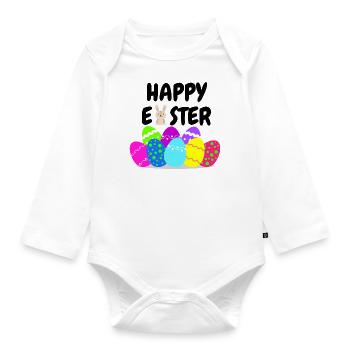 Happy Easter - Organic Longsleeve Baby Bodysuit - white - Front