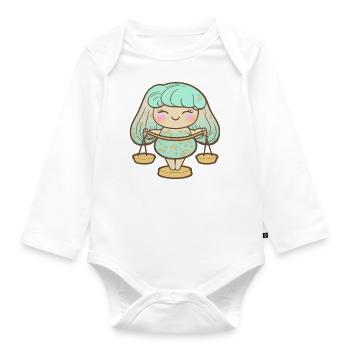 Sweet Libra Zodiac Sign - Organic Longsleeve Baby Bodysuit - white - Front