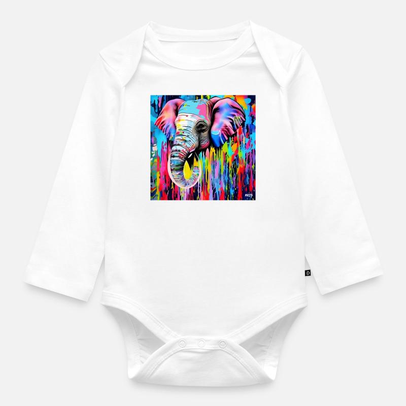help_for_elephants_12 - Baby Bio-Langarm-Body - Weiß