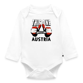 Drapeau de l’Autriche Autriche Drapeau autrichien AT - Body Bébé bio manches longues - blanc - Devant