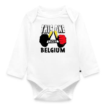 Belgium Flag Vintage Belgian Flag Used Look - Organic Longsleeve Baby Bodysuit - white - Front