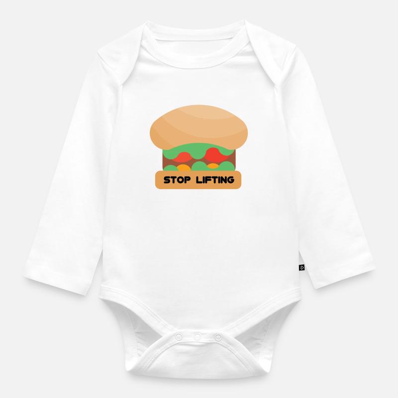 HÖREN SIE AUF, HAMBURGER ZU HEBEN - Baby Bio-Langarm-Body - Weiß