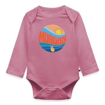 Morgan Shirt Vintage Sunset Morgan Groovy Tie Dye - Organic Longsleeve Baby Bodysuit - mauve - Front