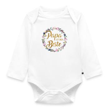 Papa ist der Beste personalisierbar - Baby Bio-Langarm-Body - Weiß - Vorne