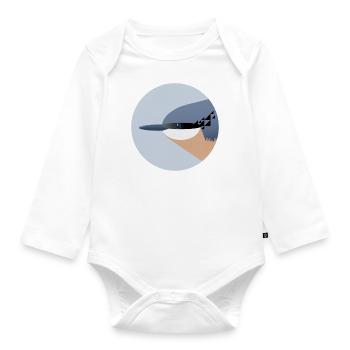 Kleiber Vogel / Porträt - Baby Bio-Langarm-Body - Weiß - Vorne