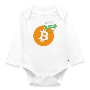 Bitcoin Accepted - Organic Longsleeve Baby Bodysuit - white - Front