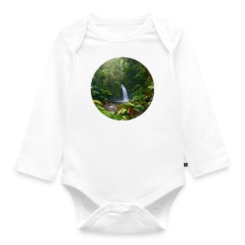 Waterfall in the rainforest - Organic Longsleeve Baby Bodysuit - white - Front