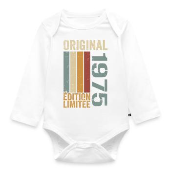 1975 | Édition Limitée cadeau d'anniversaire 1975 - Body Bébé bio manches longues - blanc - Devant