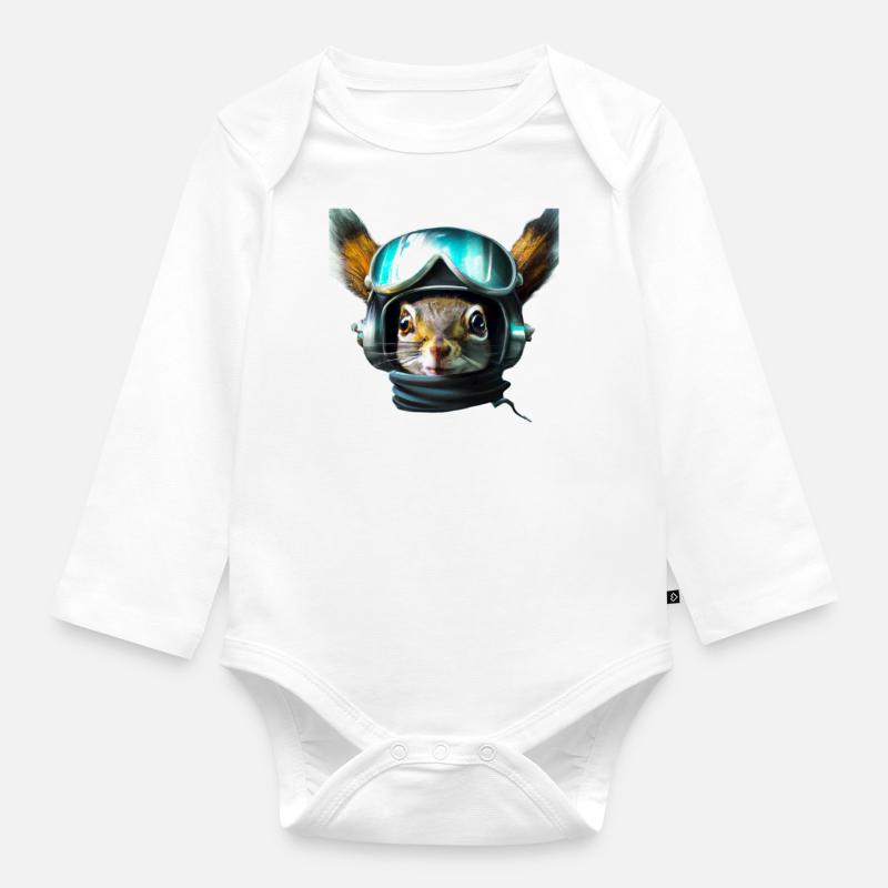 Écureuil aviateur - Body Bébé bio manches longues - blanc