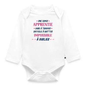 Une super apprentie - Body Bébé bio manches longues - blanc - Devant