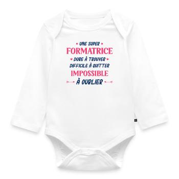 Une super formatrice - Body Bébé bio manches longues - blanc - Devant