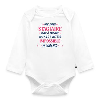 Une super Stagiaire - Body Bébé bio manches longues - blanc - Devant