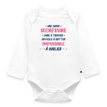 Une super SECRÉTAIRE - Body Bébé bio manches longues - blanc - Devant