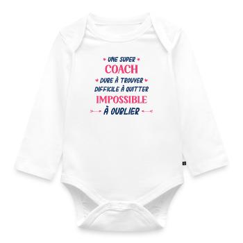 Une super coach - Body Bébé bio manches longues - blanc - Devant
