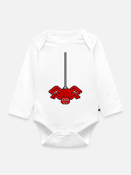 Spinne 8bit - Baby Bio-Langarm-Body - Weiß