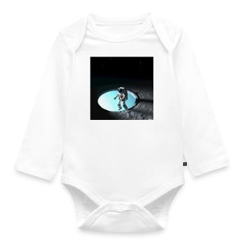 Astronaut in beiden Sphären - Baby Bio-Langarm-Body - Weiß - Vorne