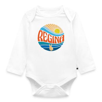 Regina Shirt Vintage Sunset Regina Groovy Tie Dye - Organic Longsleeve Baby Bodysuit - white - Front