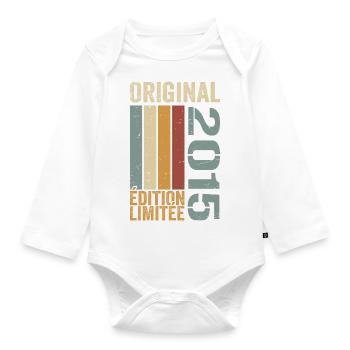2015 | Édition Limitée cadeau d'anniversaire 2015 - Body Bébé bio manches longues - blanc - Devant