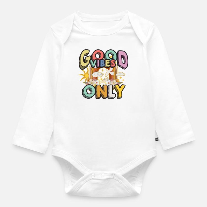 Hippie - Baby Bio-Langarm-Body - Weiß
