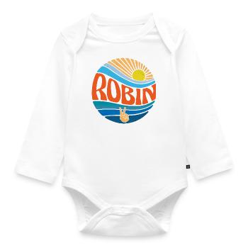 Robin Shirt Vintage Sunset Robin Groovy Tie Dye - Baby Bio-Langarm-Body - Weiß - Vorne