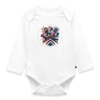 American Football - Spieler - Logo - Touchdown - Baby Bio-Langarm-Body - Weiß - Vorne