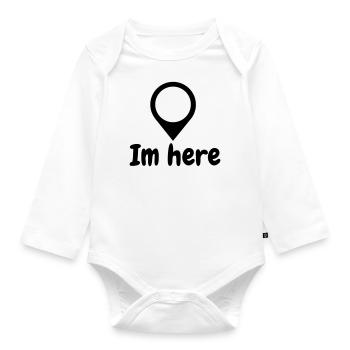 I'm here - Organic Longsleeve Baby Bodysuit - white - Front