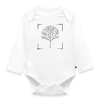 Tree (black) - 'This is Nature' - Organic Longsleeve Baby Bodysuit - white - Front