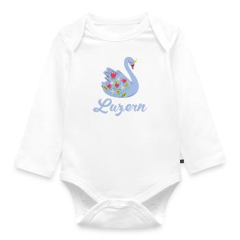 Luzern Schwan - Baby Bio-Langarm-Body - Weiß - Vorne