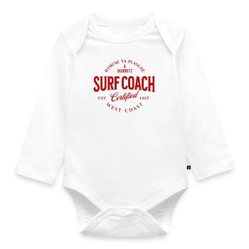 Take your board back to Biarritz - Organic Longsleeve Baby Bodysuit - white - Front