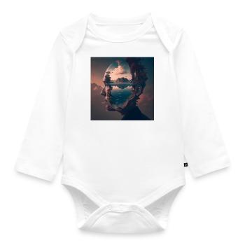 Head With a Landscape Inside - Organic Longsleeve Baby Bodysuit - white - Front