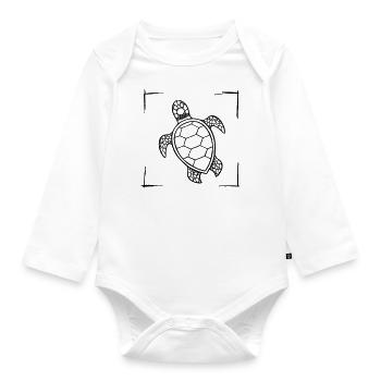 Turtle (big, black) - 'This is Nature' - Baby Bio-Langarm-Body - Weiß - Vorne