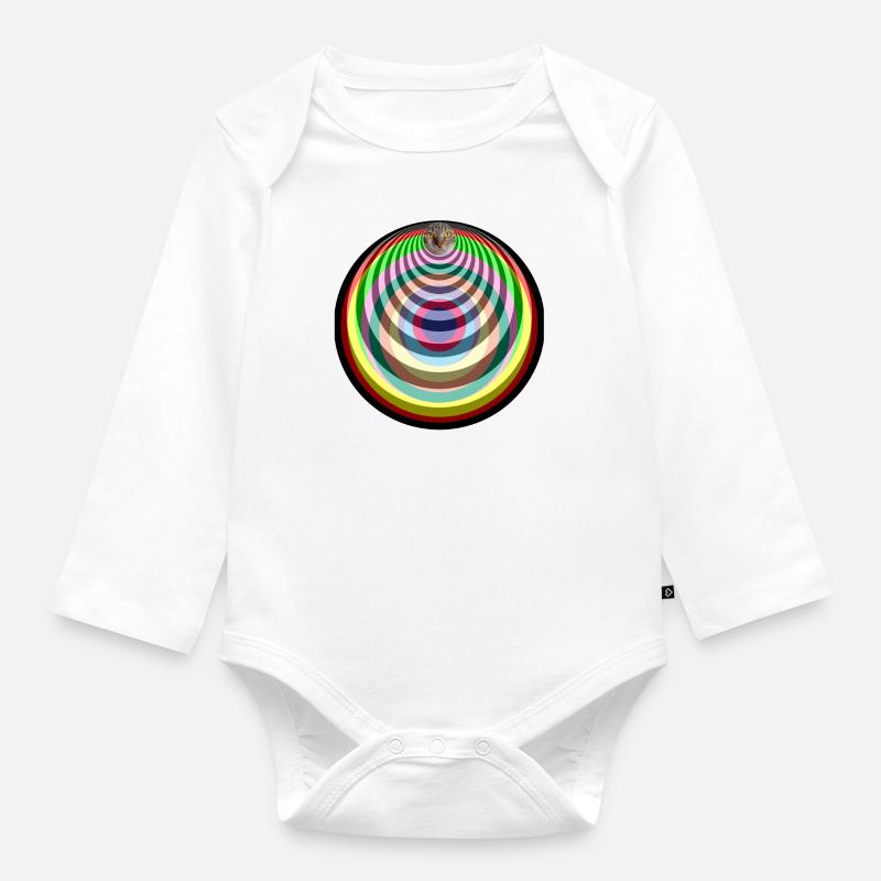 Pop Art psychedelische Katze - Baby Bio-Langarm-Body - Weiß