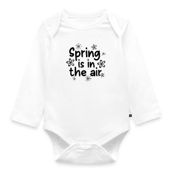 Spring is in the Air - Organic Longsleeve Baby Bodysuit - white - Front