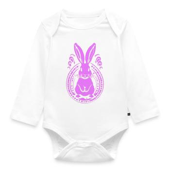 pink pinker Osterhase Hase - Baby Bio-Langarm-Body - Weiß - Vorne