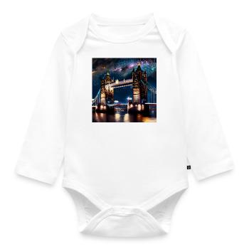 Tower Bridge London Nachts - Baby Bio-Langarm-Body - Weiß - Vorne