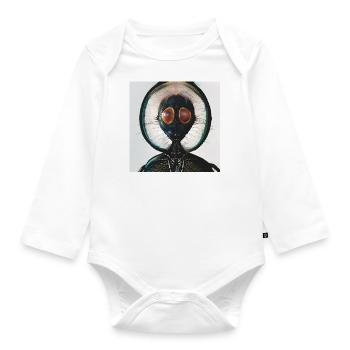 fotografisches Portrait Insekt mit grossen Augen - Baby Bio-Langarm-Body - Weiß - Vorne